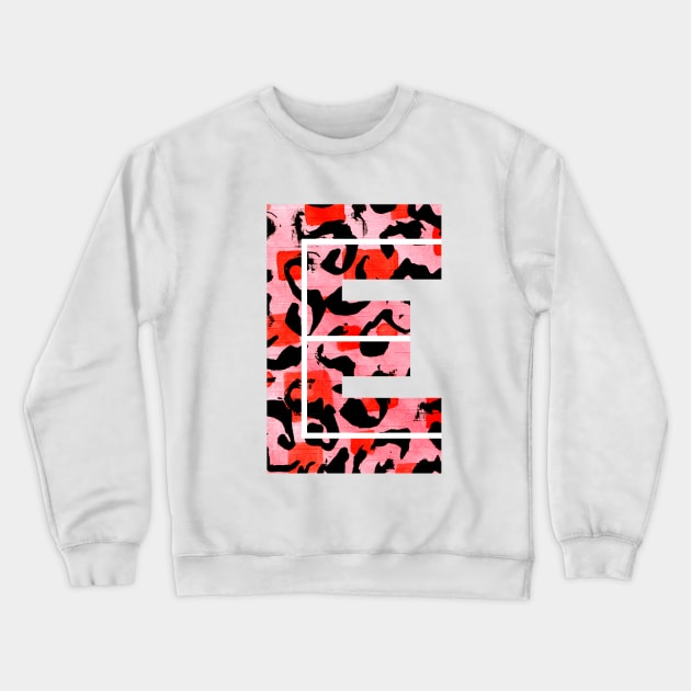 Abstract Letter E Watercolour Leopard Print Alphabet Red Crewneck Sweatshirt by Squeeb Creative